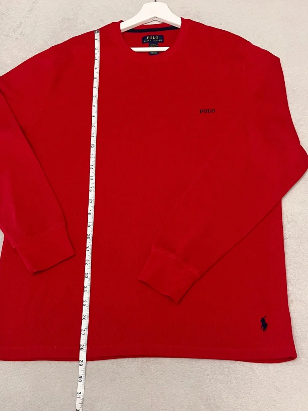 Polo Ralph Lauren Men's Red  Waffle Knit Thermal Long Sleeve Sleep Shirt Size XL